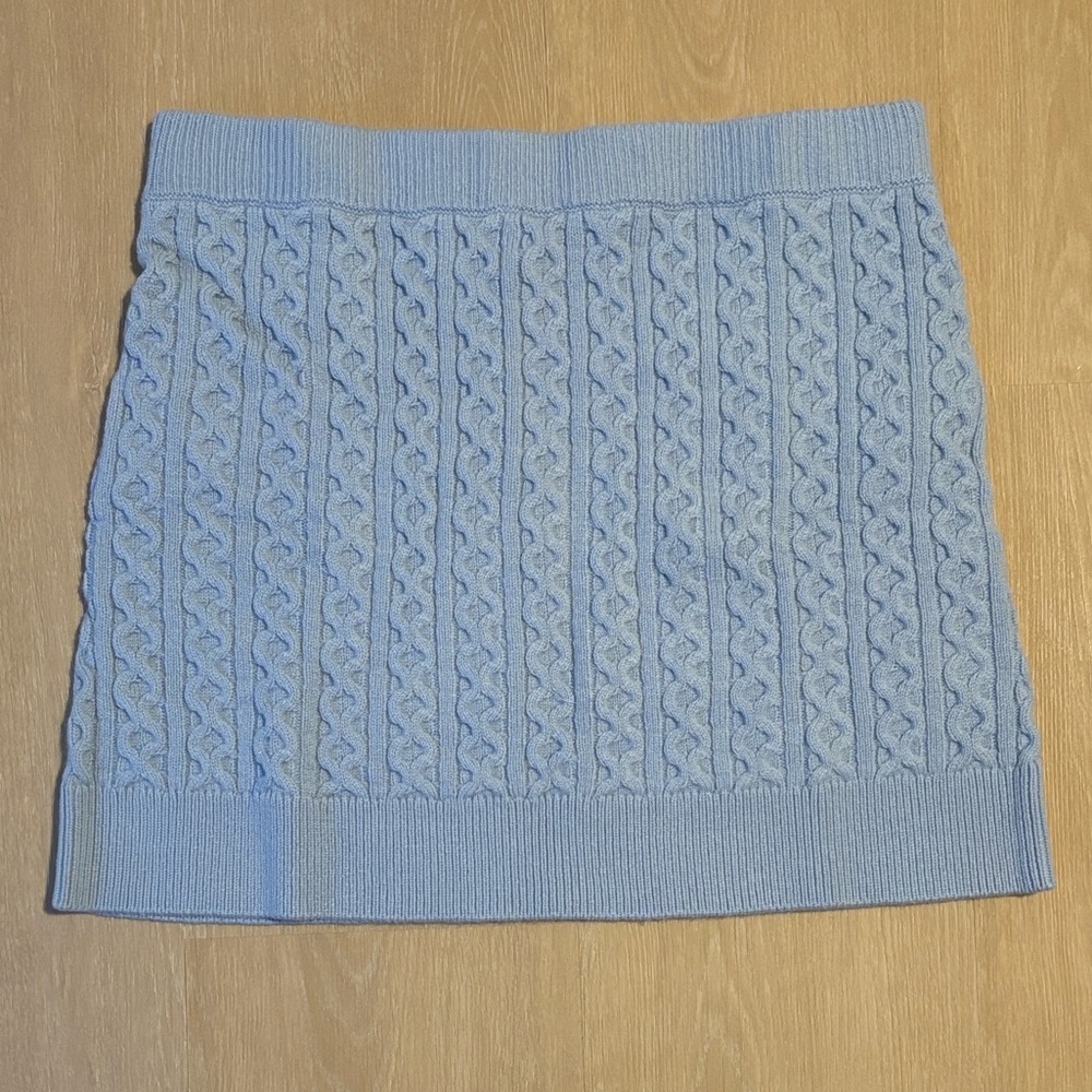 NWT PAIGE Blue Cable Knit Juliet Mini Skirt size XL